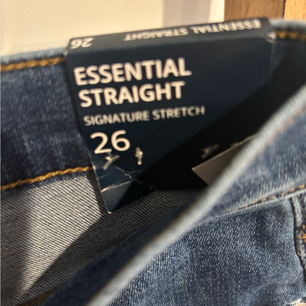 J. Crew Factory Dark Blue Straight Leg Jeans with White Dots - Picture 3 of 6